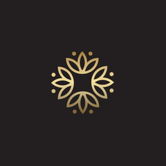 floral  abstract logo on the black background.