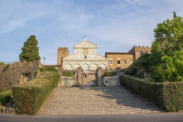 Beautiful view of the Church of San Miniato al Monte in Florence, Italy