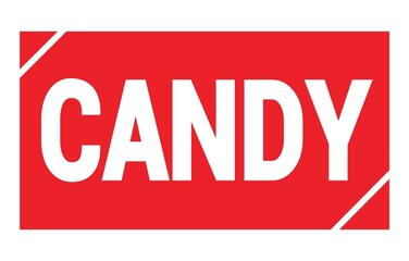 CANDY text written on red stamp sign.