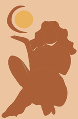 illustration of a person holding a moon