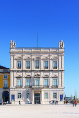 old historic architecture of portuguese building on the Commerce PLaza square