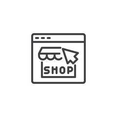 Online shop web page line icon