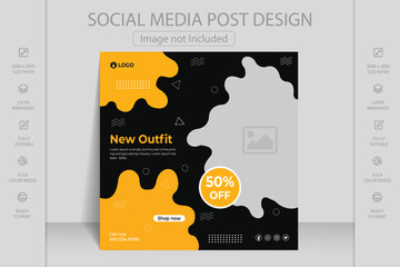 Fashion sale social media post design template. Editable minimal square banner template. Suitable for mobile app, web banner, flyer, wallpaper, flyers, invitation, posters, brochure, banners.