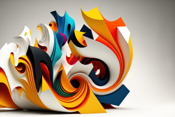 Naklejka premium Generative AI illustration of abstract bright vibrant 80's retro style shapes background