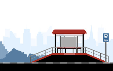 empty bus stop flat design 