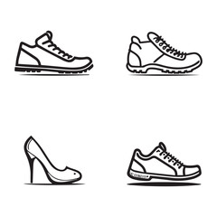 Shoes icon, logo vector black outline