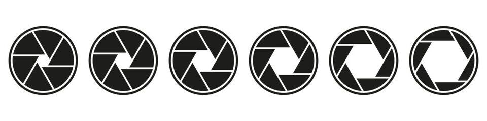 Camera shutter icon symbol set