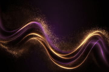 Generative AI illustration of abstract bokeh blurred colorful gold and purple festive background