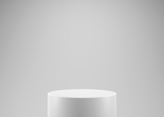 3D rendering, empty podium platform for product display on white background, decoration, interior view, pedestal display