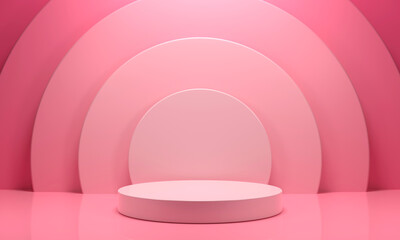 3D rendering, empty podium platform for product display on pink background, decoration, interior view, pedestal display