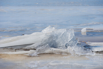 Abstract background of ice in a frosen lake