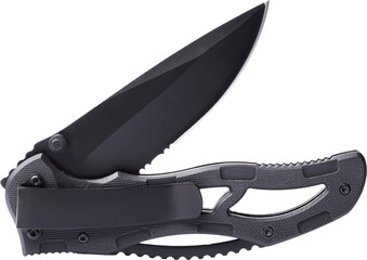 Tactical folding knife with pocket clip - obrazy, fototapety, plakaty