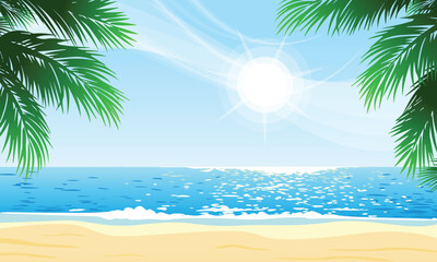 Fototapeta na wymiar beautiful warm tropical sunny beach scene