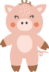 Obraz na płótnie Canvas Cute pig vector, Farm animal isolated vector, Cute Animal pig, Farm Clipart, Portrait animal vector, Baby animal element