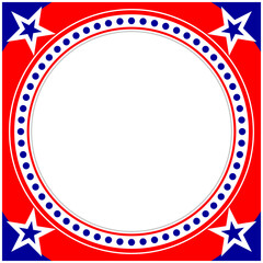 United States abstract flag symbols round frame border background with empty space for your text.