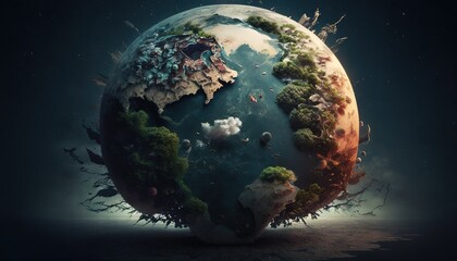 Obraz na płótnie Canvas Planet Earth day illustration with copy space generative ai
