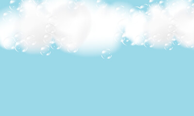Shampoo bubbles texture.Bath foam background. Sparkling shampoo and bath lather vector illustration.