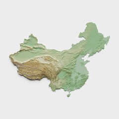 China Topographic Relief Map  - 3D Render