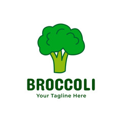 Broccoli Logo Template.  Premium Plant Based Vegan Food Badge Emblem Isolated