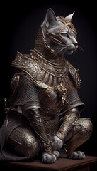 cat with medieval style armor generated by AI
