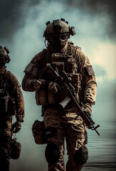 Obraz premium Special Forces Soldiers - Generative AI illustration
