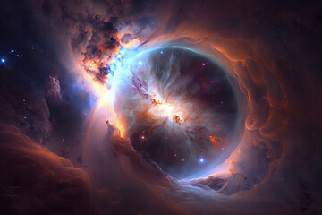 Obraz premium A breathtaking illustration of a space nebula surrounded by galactic dust. Ai generated