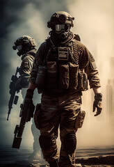 Naklejka premium Special Forces Soldiers - Generative AI illustration