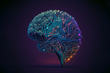 Concept AI Silhouette Engineer Development Artificial Intelligence, Cloud, Big Data, Brain. Generative IA