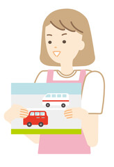 絵本を読む保育士のイラスト