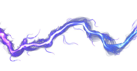 Blue lightning, power energy charge, abstract background. Blitz effect. Night storm flash, thunderstorm. Thunder shock isolated. Digital art dynamic illustration. png