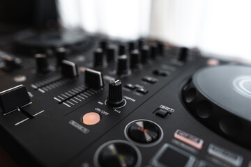 Fototapeta premium Close-up dj controller and Sound mixing desk at home