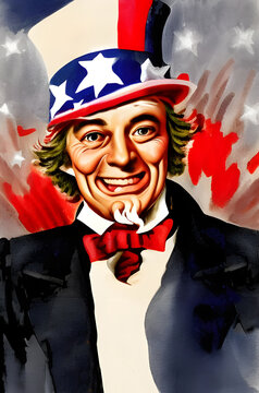 AI generative illustration of a smiling Uncle Sam.