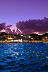 Fototapeta na wymiar Sonnenuntergang am venezianischen Hafen von Chania, Kreta