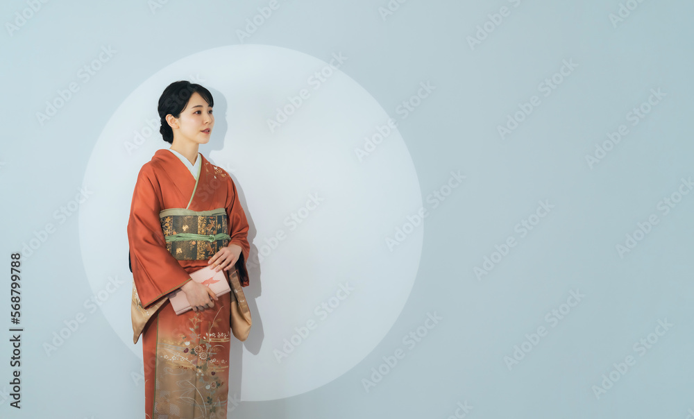 Aufkleber 着物を着た女性　写真館　フォトスタジオ