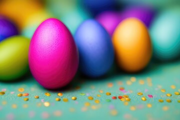 Fototapeta na wymiar High-Resolution Image of Colorful Easter Eggs Background, Perfect for Adding a Festive Touch to any Design Project 