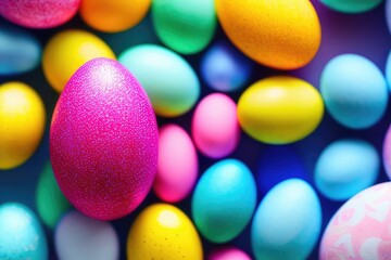 Fototapeta na wymiar High-Resolution Image of Colorful Easter Eggs Background, Perfect for Adding a Festive Touch to any Design Project 
