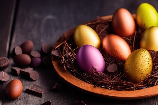 High-Resolution Image of Colorful Easter Eggs Background, Perfect for Adding a Festive Touch to any Design Project	