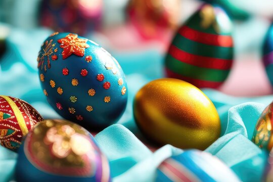 High-Resolution Image of Colorful Easter Eggs Background, Perfect for Adding a Festive Touch to any Design Project	