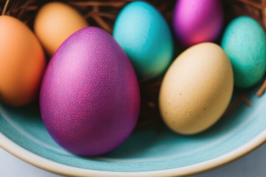 High-Resolution Image of Colorful Easter Eggs Background, Perfect for Adding a Festive Touch to any Design Project	