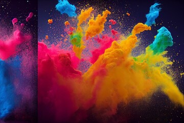 Fototapeta na wymiar Image of color powder splash and explosion abstract art . Admirable Generative AI image 