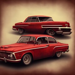 Obraz na płótnie Canvas Vintage red retro car. Vector illustration - generative ai