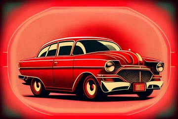 Fototapeta na wymiar Vintage red retro car. Vector illustration - generative ai