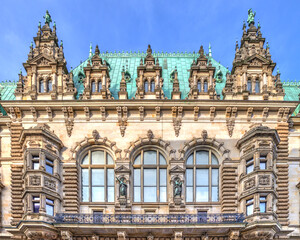 Fototapeta na wymiar Hansestadt Hamburg Rathaus Fassade