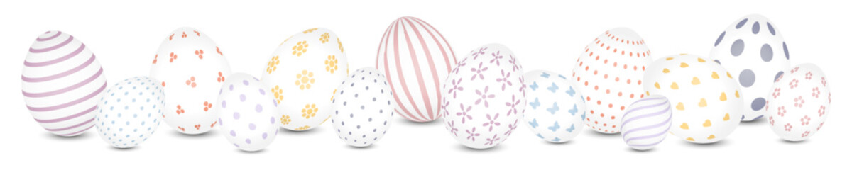 Weiße Ostereier Bunte Muster Banner Bunt