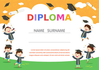 School Kids Diploma certificate background design template
