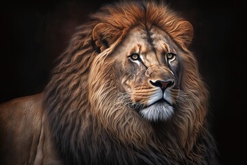Fototapeta na wymiar Portrait of a lion. Generative AI.