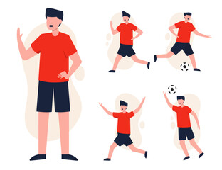 Set of healthy people exercise in cartoon characters vector