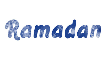 Blue Script Style Ramadan Heading against White Backdrop for Color Key