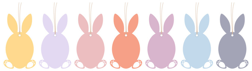 Set Sieben Hängende Anhänger Haseneier Füße Bunt