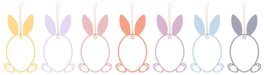 Set Sieben Hängende Anhänger Haseneier Füße Rahmen Bunt